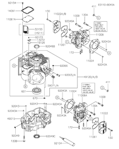 Cylinder And Crankcase Diagram and Parts List for FX801V-DS25  Cub Cadet Lawn Tractor